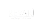 make a logo REVARi with the slogan of wellness & care, make it good with no background but font should be white color